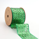 3" Sequin Wired Ribbon | Green | 10 Yard Roll