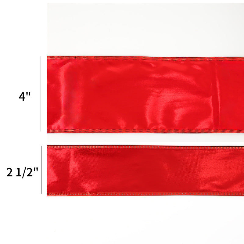 4" Lurex Wired Ribbon | Red | 10 Yard Roll