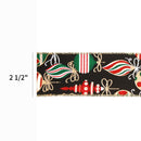2 1/2" Wired Ribbon | "Holiday Ornament" Black/Multi | 10 Yard Roll