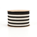 2 1/2" Wired Ribbon | "Striped" Black/White | 10 Yard Roll