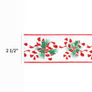 2 1/2" Wired Ribbon | "Candy Cane" White/Red/Iris | 10 Yard Roll