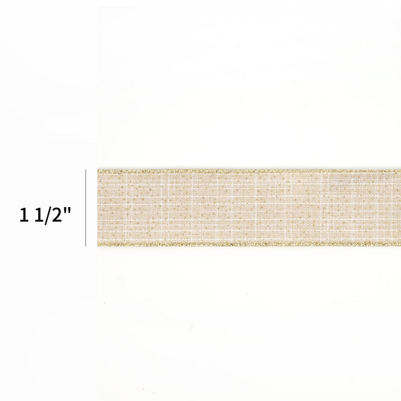1 1/2" Wired Ribbon | "Linen" Natural | 10 Yard Roll