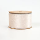 2 1/2" Reversible Velvet/Lurex Wired Ribbon | Champagne/Silver | 10 Yard Roll