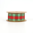 1 1/2" Wired Ribbon | Red/Green Plaid | 10 Yard Roll