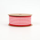 1 1/2" Wired Ribbon | "Mini Striped" White/Red | 10 Yard Roll