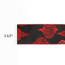 2 1/2" Wired Ribbon | "Glitter Ornament" Black/Red | 10 Yard Roll