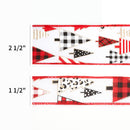 2 1/2" Wired Ribbon | "Geometric Trees" White/Black/Red | 10 Yard Roll