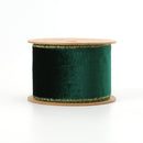 2 1/2" Reversible Velvet/Lurex Wired Ribbon | Green/Green | 10 Yard Roll