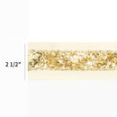 2 1/2" Wired Ribbon | "Metallic Striped" Ivory/Gold | 10 Yard Roll
