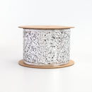 3" Sequin Wired Ribbon | Silver | 10 Yard Roll
