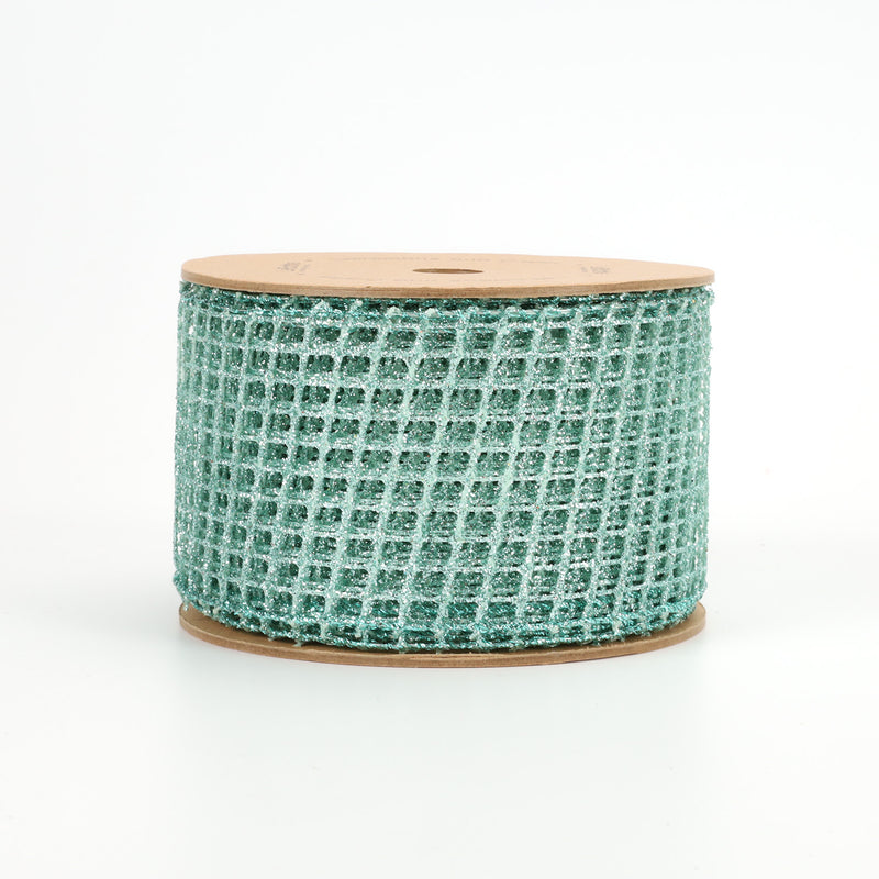 2 1/2" Wired Ribbon | "Netting" Turquoise | 10 Yard Roll