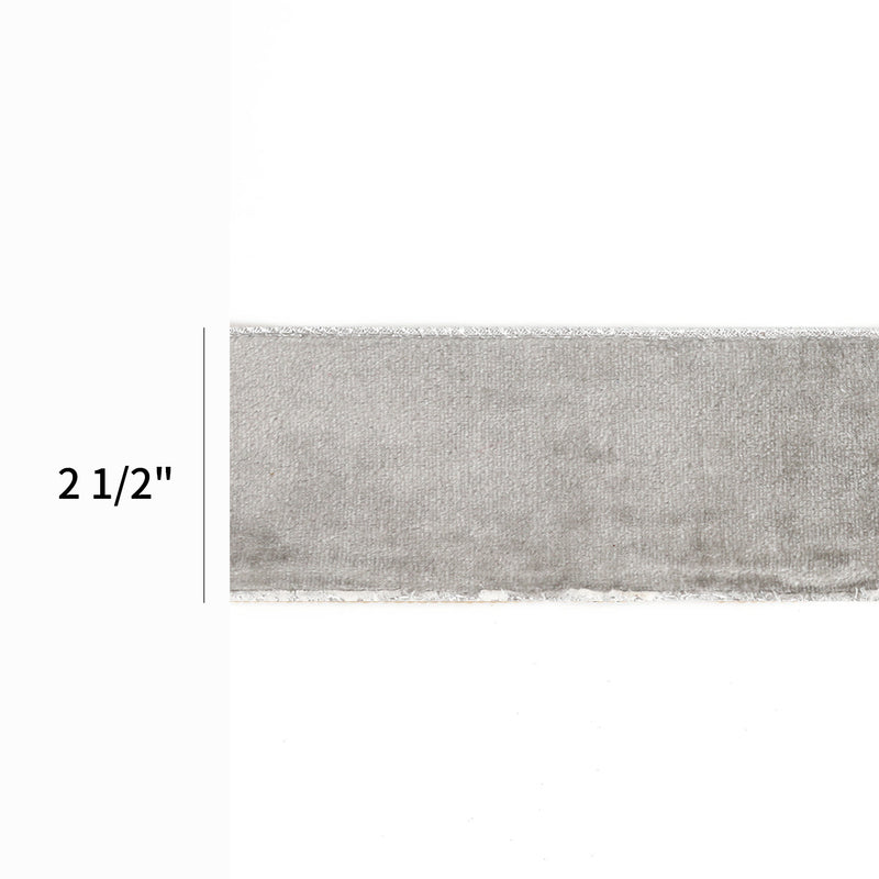 2 1/2" Velvet Wired Ribbon | Silver/Silver | 10 Yard Roll