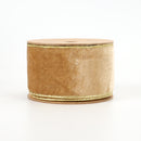 2 1/2" Velvet Wired Ribbon | Gold | 10 Yard Roll
