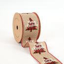 2 1/2" Wired Ribbon | "Merry Christmas" Natural/Multi | 10 Yard Roll