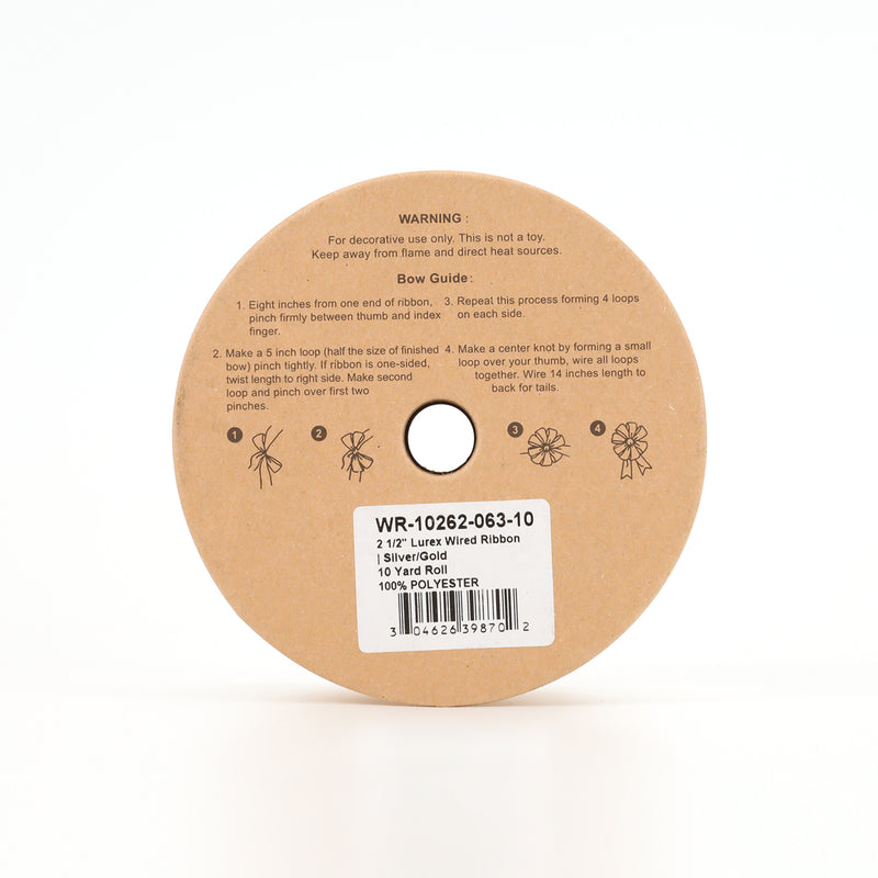2 1/2" Lurex Wired Ribbon | Champange | 10 Yard Roll