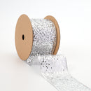3" Sequin Wired Ribbon | Silver | 10 Yard Roll