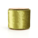 4" Reversible Velvet/Lurex Wired Ribbon | Moss/Gold | 10 Yard Roll
