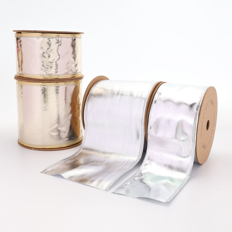 2 1/2" Lurex Wired Ribbon | Champange | 10 Yard Roll