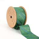 2 1/2" Dupioni Wired Ribbon | Emerald Glitter Candy Stripe | 10 Yard Roll