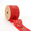 2 1/2" Wired Ribbon | "Metallic Striped" Red | 10 Yard Roll