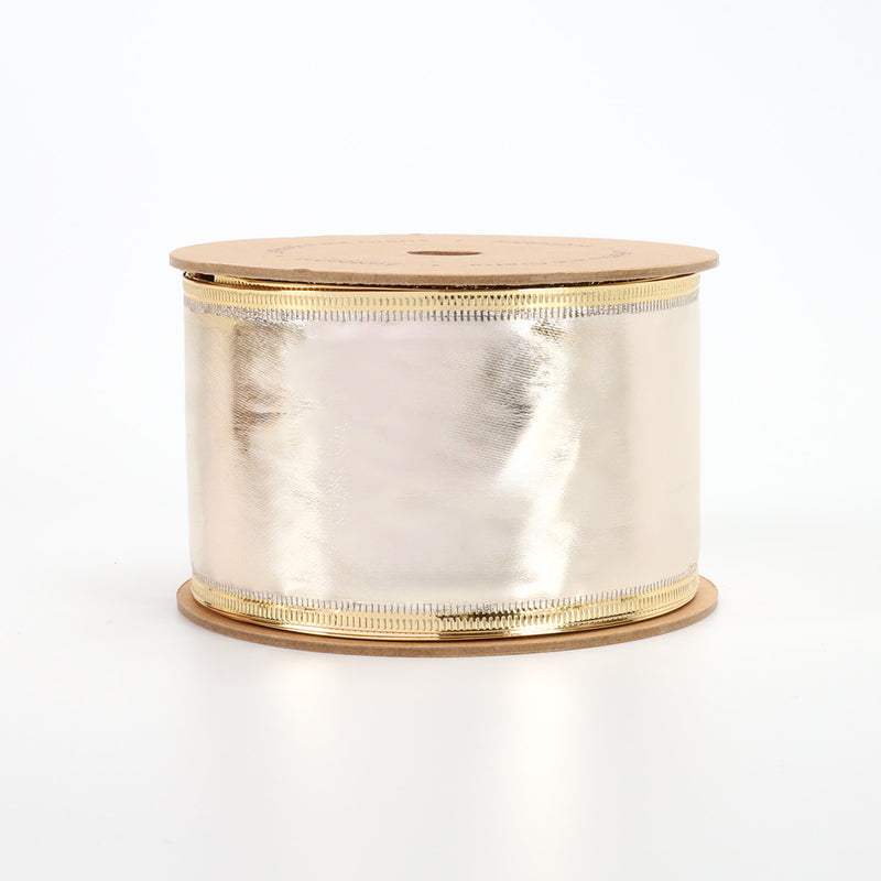 2 1/2" Lurex Wired Ribbon | Champange | 10 Yard Roll