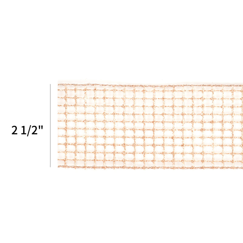 2 1/2" Wired Ribbon | "Netting" Beige | 10 Yard Roll
