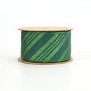 2 1/2" Dupioni Wired Ribbon | Emerald Glitter Candy Stripe | 10 Yard Roll