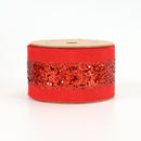 2 1/2" Wired Ribbon | "Metallic Striped" Red | 10 Yard Roll