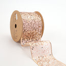 3" Sequin Wired Ribbon | Rose Gold | 10 Yard Roll