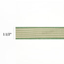 1 1/2" Wired Ribbon | "Mini Striped" White/Green | 10 Yard Roll