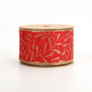 2 1/2" Holiday Wired Ribbon | "Glitter Holly Berry" | 10 Yard Roll