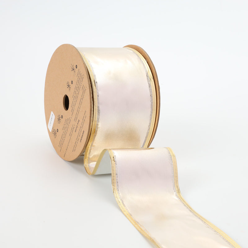 2 1/2" Lurex Wired Ribbon | Champange | 10 Yard Roll