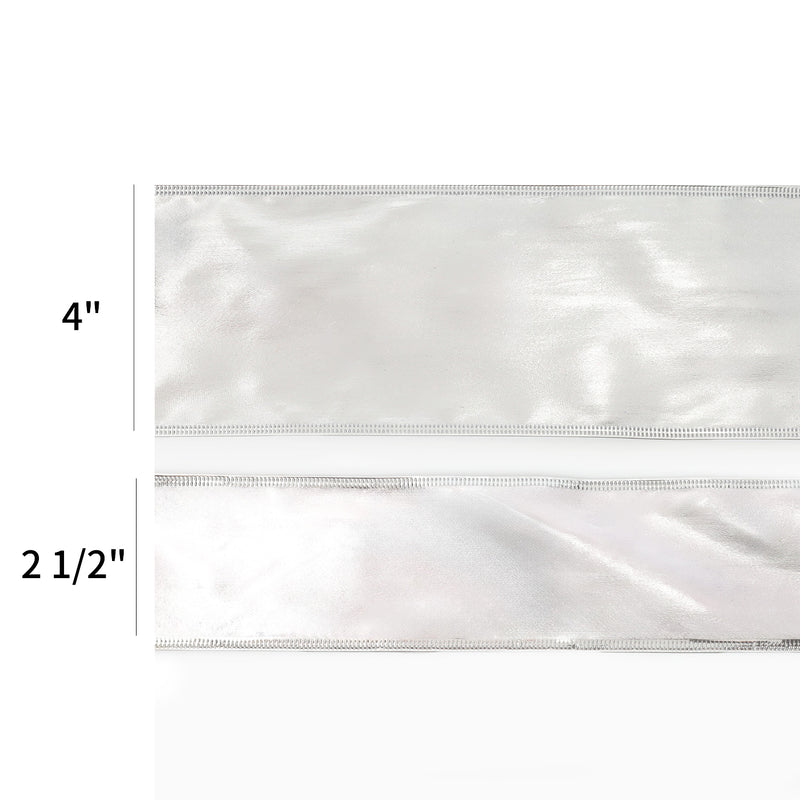 2 1/2" Lurex Wired Ribbon | Silver | 10 Yard Roll