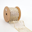 3" Sequin Wired Ribbon | White Gold | 10 Yard Roll