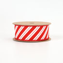 1 1/2" Wired Ribbon | "Glitter Striped" White/Red | 10 Yard Roll