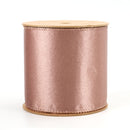 4" Reversible Shimmer/Lurex Wired Ribbon | Rose Gold/Rose Gold | 10 Yard Roll