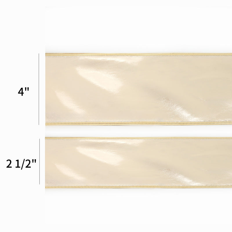 2 1/2" Lurex Wired Ribbon | Champange | 10 Yard Roll