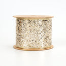 3" Sequin Wired Ribbon | White Gold | 10 Yard Roll