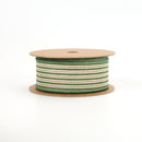 1 1/2" Wired Ribbon | "Mini Striped" White/Green | 10 Yard Roll