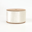 2 1/2" Reversible Velvet/Lurex Wired Ribbon | Ivory/Gold | 10 Yard Roll