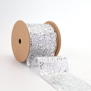 4" Sequin Wired Ribbon | Silver | 10 Yard Roll