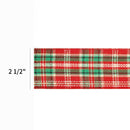 2 1/2" Wired Ribbon | "Holiday Plaid" Red/Green | 10 Yard Roll