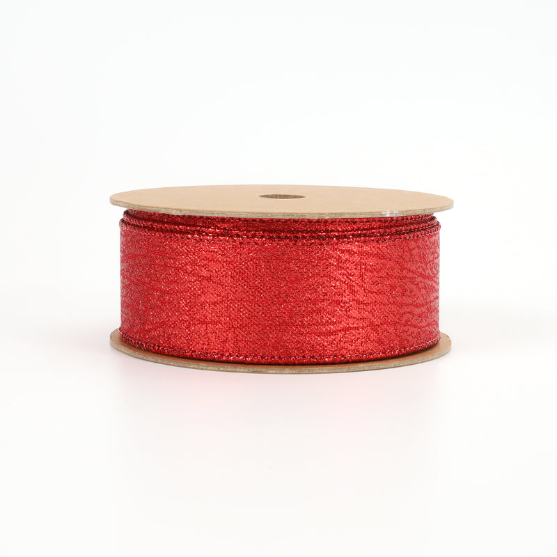 1 1/2" Wired Ribbon | "Faux Leather" Red | 10 Yard Roll
