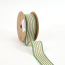 1 1/2" Wired Ribbon | "Mini Striped" White/Green | 10 Yard Roll