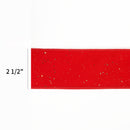 2 1/2" Wired Ribbon | "Flocked Glitter" Red/Multi | 10 Yard Roll
