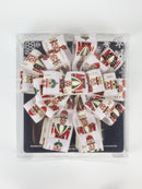 13" Decorative Christmas Tree Topper Bow (2.5" Wired Ribbon) | "Nutcracker" White/Multi