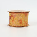 2 1/2" Wired Ribbon | "Metallic Maple Leaf" Marigold/Copper | 10 Yard Roll