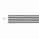 1" Printed Grosgrain Ribbon | Stripe Black/White | 20 Yard Roll