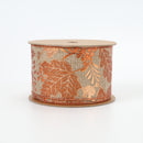 2 1/2" Wired Ribbon | "Metallic Leaf" Natural/Copper | 10 Yard Roll