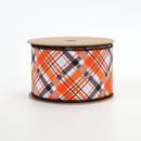 2 1/2" Wired Ribbon | "Halloween Plaid" White/Org/Black | 10 Yard Roll